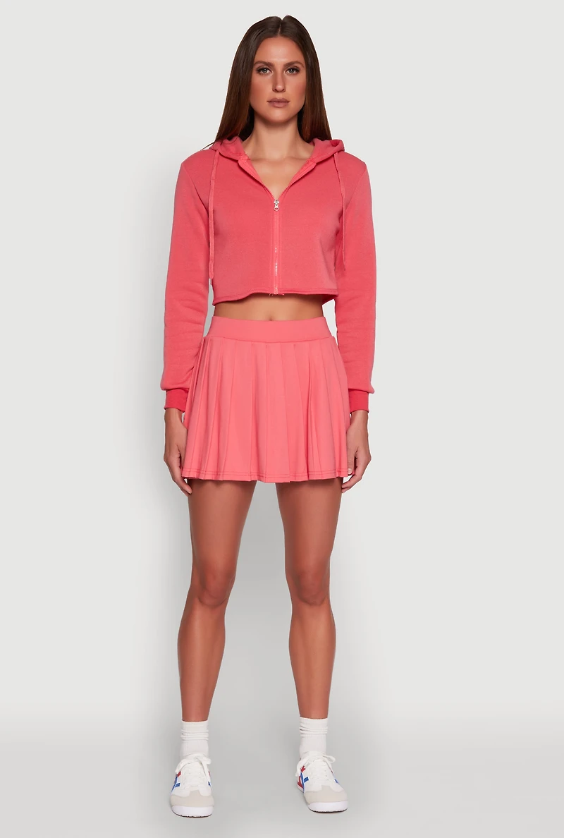 Womens Solid High Waisted Pleated Skort, Pink, Size M