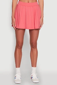 Womens Solid High Waisted Pleated Skort, Pink,