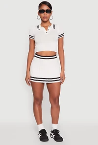 Varsity Stripe Detail Mini Pleated Skirt