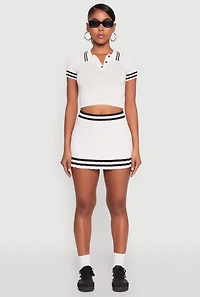 Varsity Stripe Detail Mini Pleated Skirt