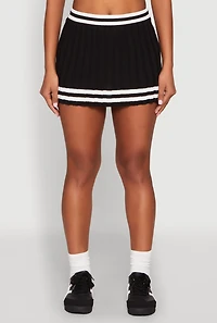 Womens Varsity Stripe Detail Mini Pleated Skirt,