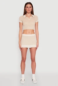 Womens Varsity Stripe Detail Mini Pleated Skirt, L