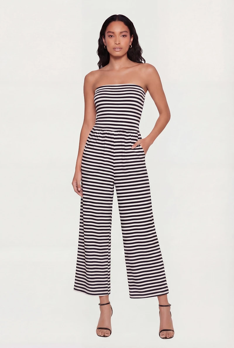 Striped Tube Jumpsuit