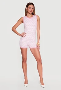 Geometric Print Contrast Trim Romper