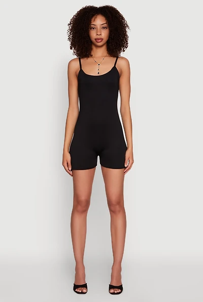 Womens Thin Strap Scoop Neck Romper,