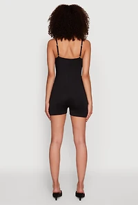 Womens Thin Strap Scoop Neck Romper, Black, Size L