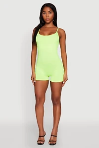 Womens Thin Strap Scoop Neck Romper, M