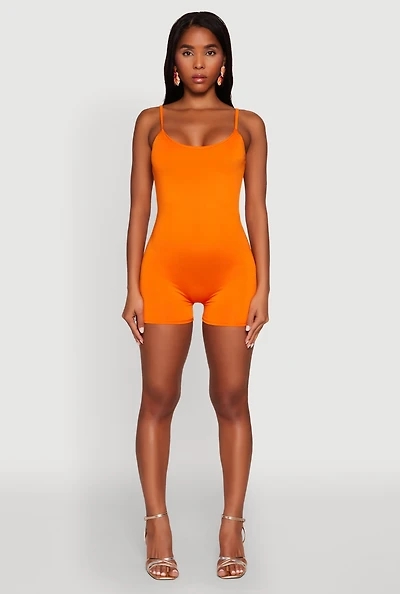 Womens Thin Strap Scoop Neck Romper,