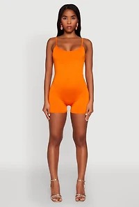 Womens Thin Strap Scoop Neck Romper,