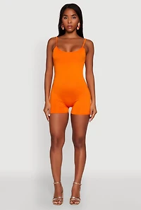 Womens Thin Strap Scoop Neck Romper,