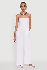 Smocked Tube Wide Leg Jumpsuit