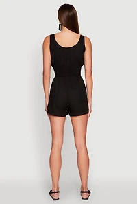 Womens Smocked Waist Tank Romper,