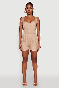 Womens Smocked Waist Tank Romper,