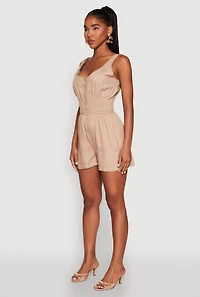 Womens Smocked Waist Tank Romper,