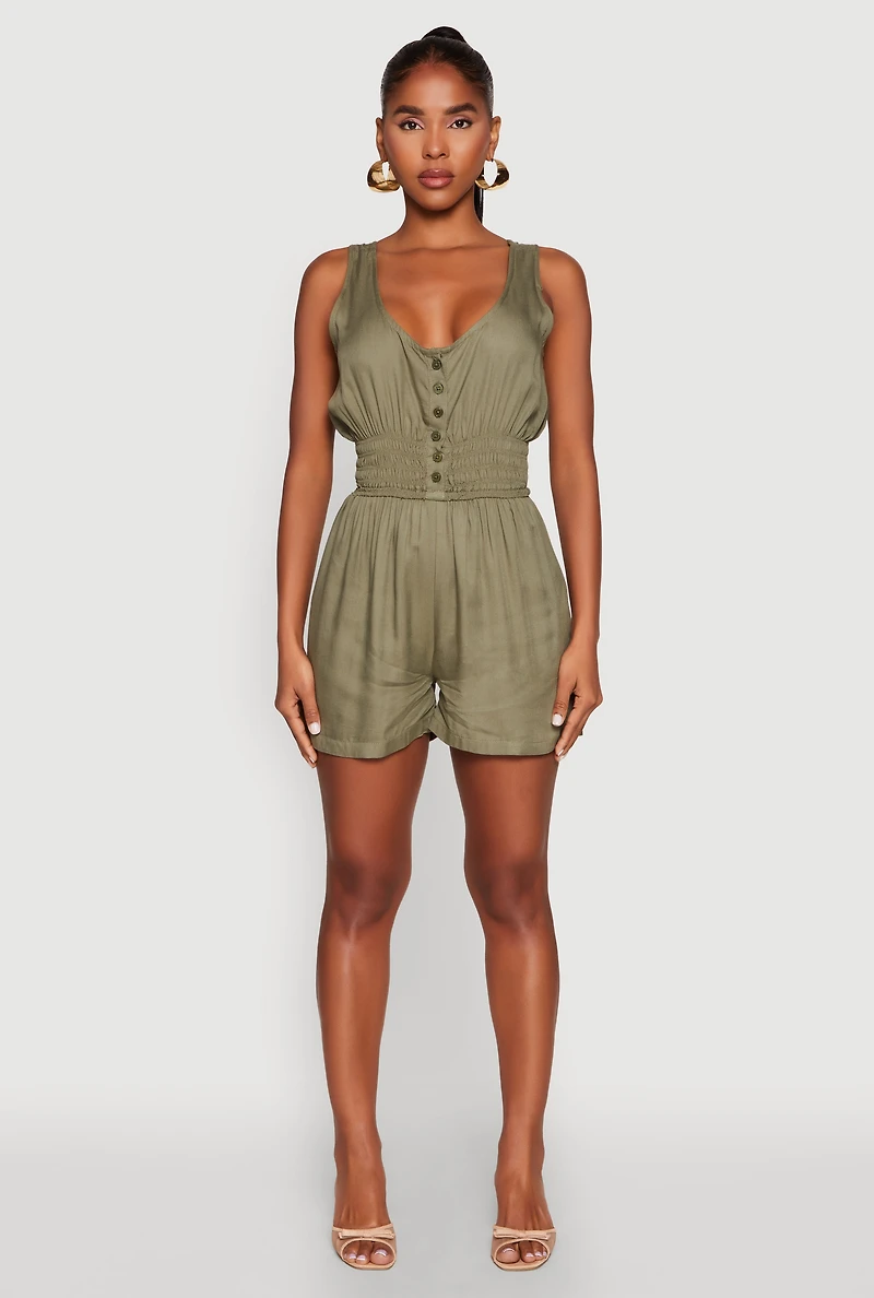 Smocked Waist Tank Romper