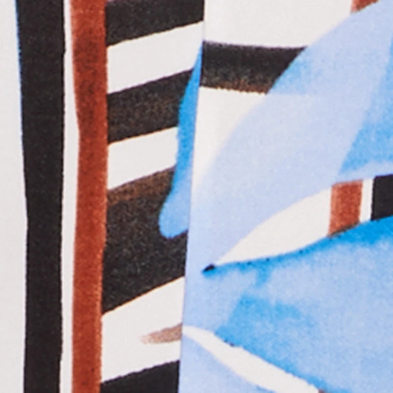 Tropical Leaf Abstract Print Wide Leg Jumpsuit