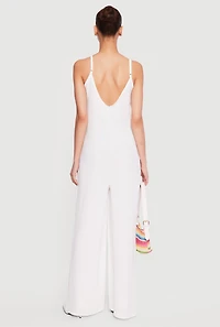 Sleeveless V-Neck Crepe Knit Jumpsuit