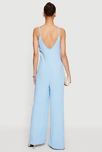 Sleeveless V-Neck Crepe Knit Jumpsuit