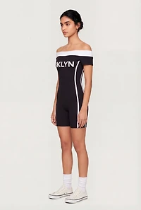 Off The Shoulder BKLYN Graphic Romper