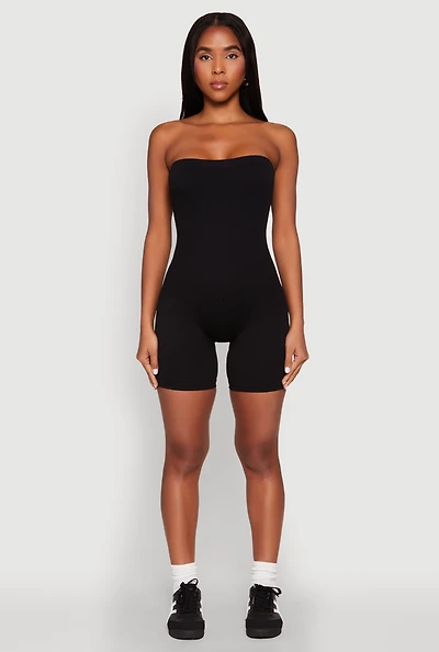 Strapless Biker Romper