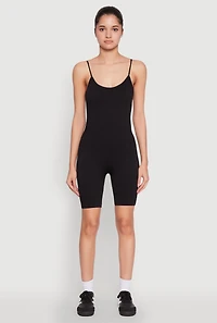 Rib Knit Scoop Neck Cami Romper