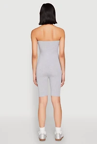 Womens Spandex Strapless Biker Romper, Grey, Size S