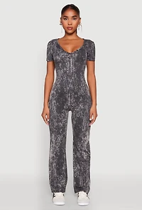 Mineral Wash Short Sleeve Jumpsuit