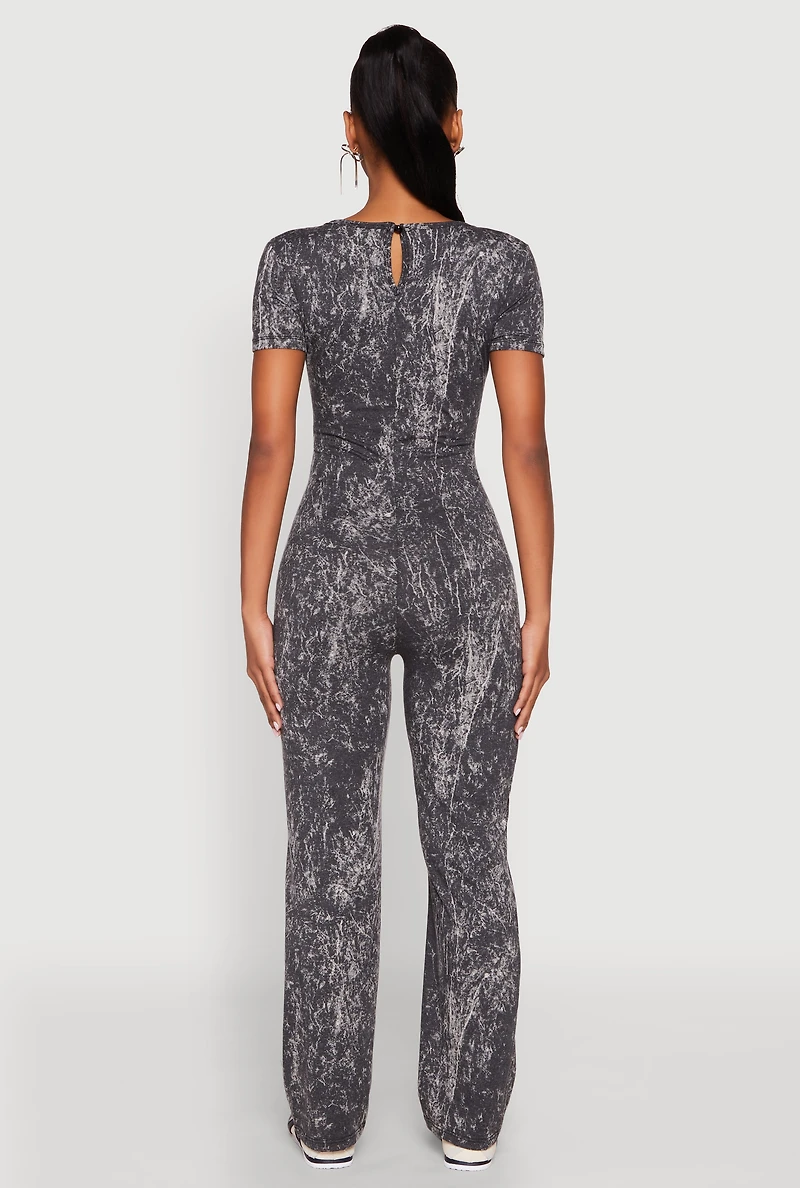 Mineral Wash Short Sleeve Jumpsuit