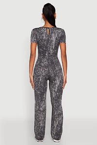 Mineral Wash Short Sleeve Jumpsuit
