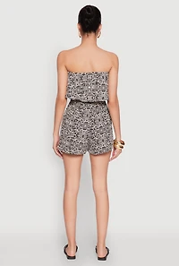 Womens Floral Medallion Print Overlay Romper, Multi, Size L
