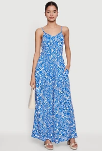Tropical Print Wide Leg Cami Jumpsuit