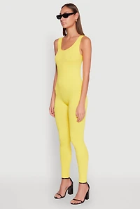 Womens Ribbed Knit Catsuit, Yellow, Size M
