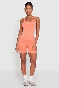 Mineral Wash Rib Knit Scoop Neck Cami Romper