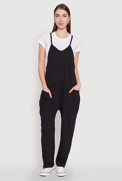 Cargo Pocket V Neck Jumpsuit