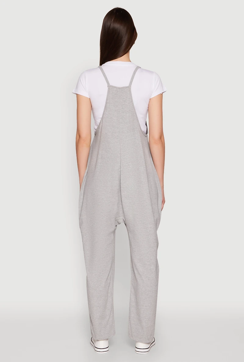 Womens Cargo Pocket V Neck Jumpsuit, Grey, Size M