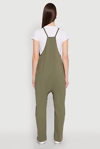 Womens Cargo Pocket V Neck Jumpsuit, Green, Size M