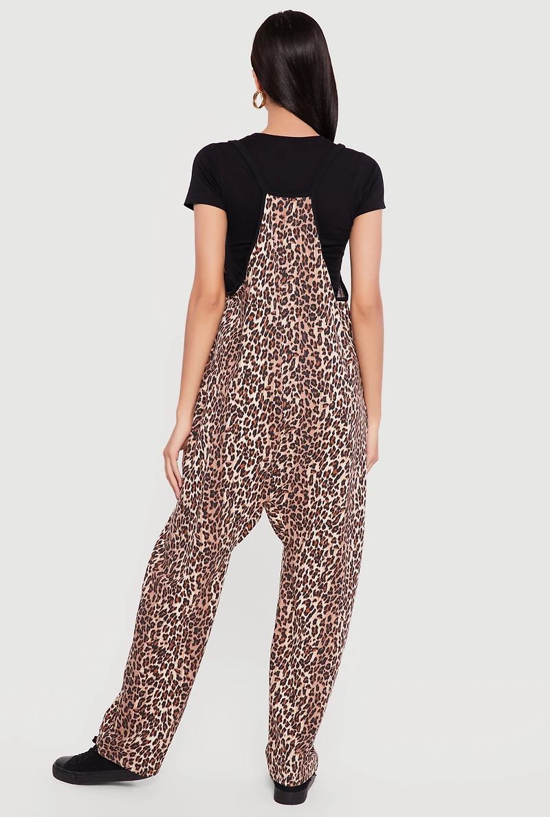 Leopard Print Oversized Cami Jumpsuit with Pockets