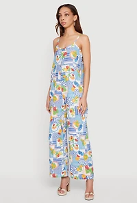 Fruit Print Gauze Knit Cami Jumpsuit