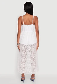 Womens Crochet Waist Detail Lace Maxi Romper, White, Size S