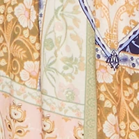 Patterned Tie Front Detail Wide Leg Jumpsuit