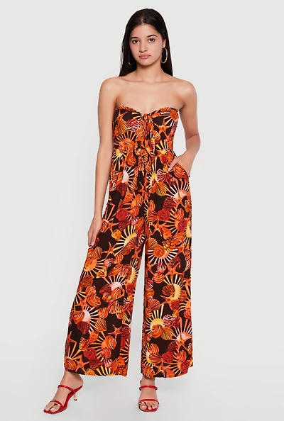 Seashell Print Strapless Jumpsuit
