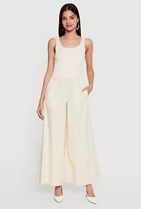 Rib Knit Striped Wide Leg Jumpsuit