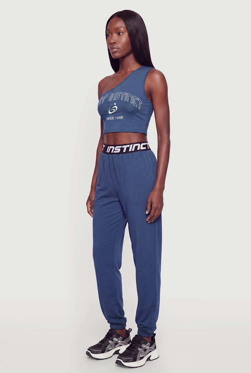 Body Instinct Graphic One Shoulder Crop Top