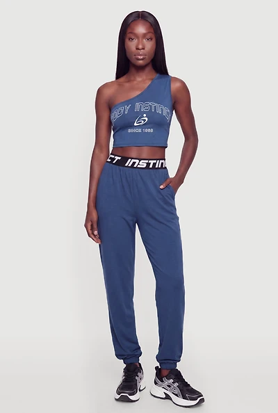 Contrast Trim Instinct Graphic Waistband Joggers