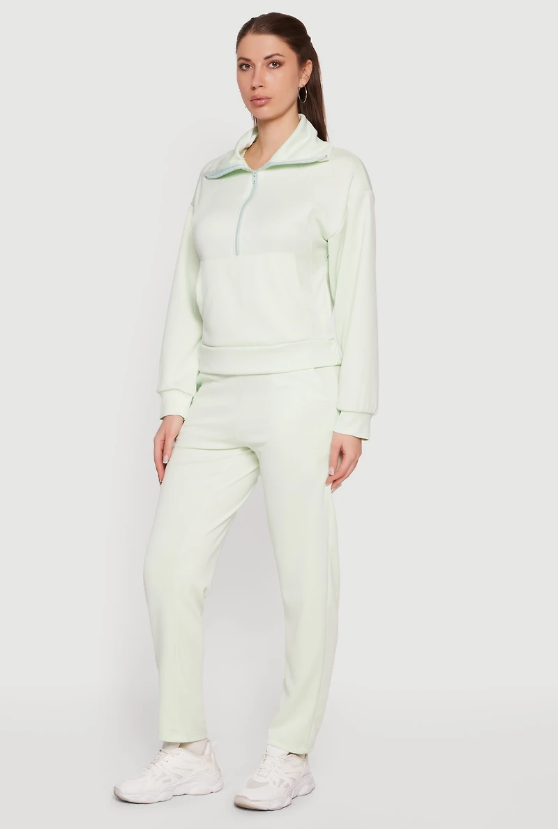 Solid Straight Leg Active Pants