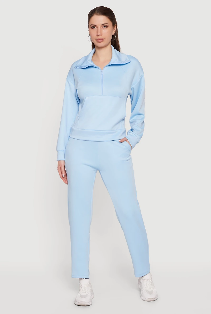 Solid Straight Leg Active Pants