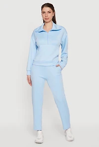 Solid Straight Leg Active Pants