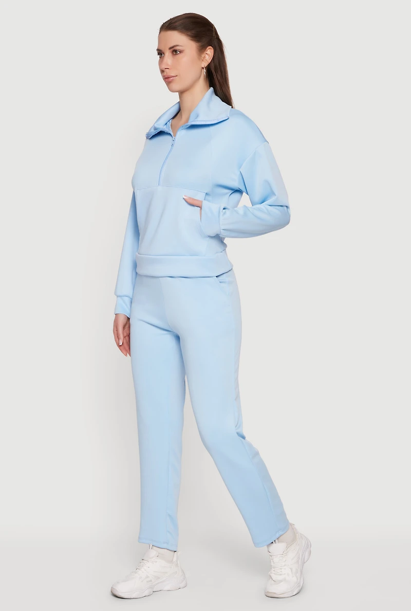 Solid Straight Leg Active Pants
