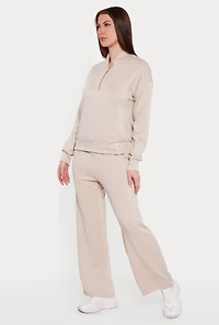 Quarter Zip Front Long Sleeve Pullover