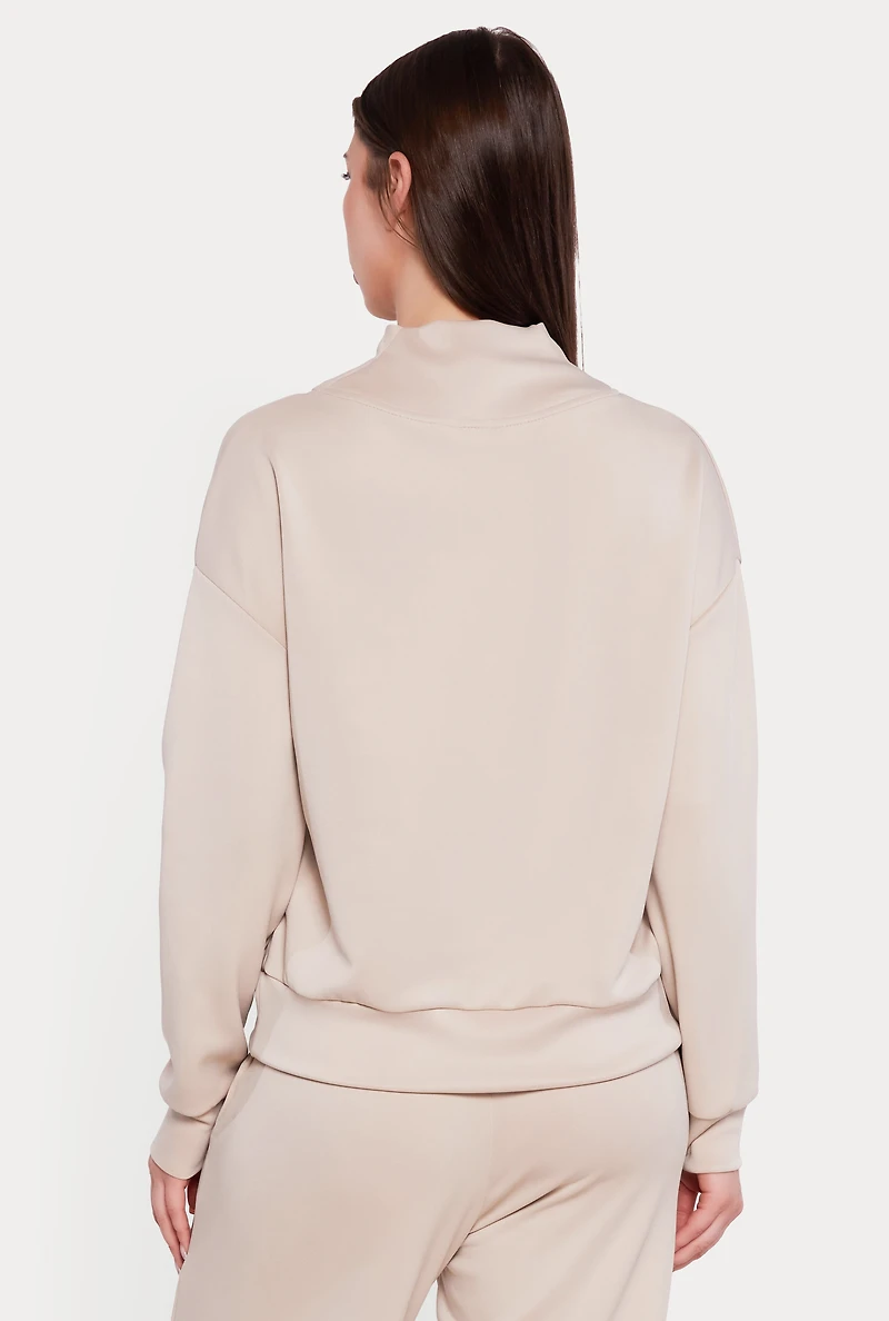 Quarter Zip Front Long Sleeve Pullover